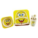 ست ظرف غذای بامبو کودک ۵تیکه کوکو coco bamboo طرح باب اسفنجی spooge bob سیسمونی ساناز